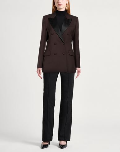 P. a.r. o.s. h. Woman Blazer Dark brown Size L Virgin Wool, Elastane