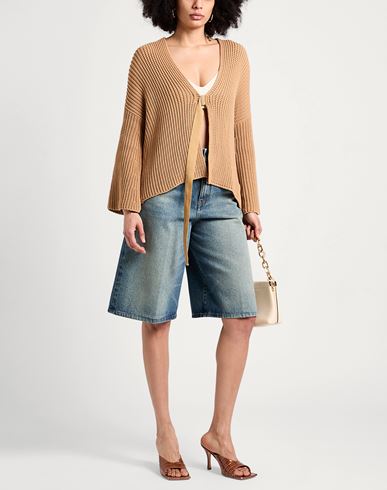 Dondup Woman Cardigan Camel Size M Cotton, Polyamide