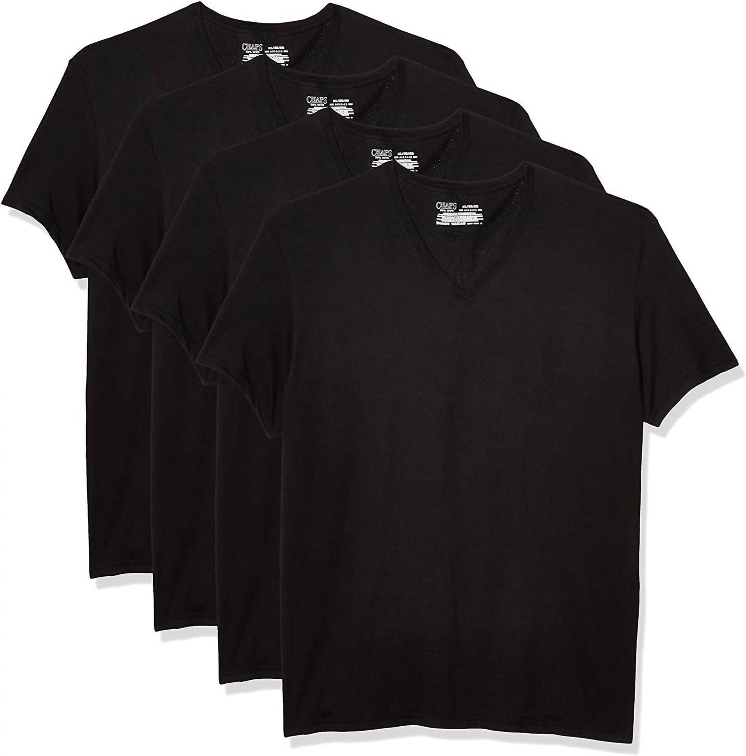 Men's 4-Pack Underwear V-Neck Shirt In Polo Black