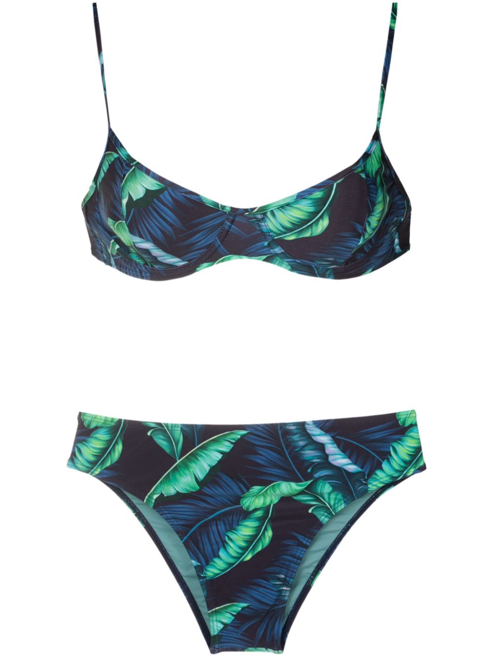 Lilica leaf-print bikini - Blue