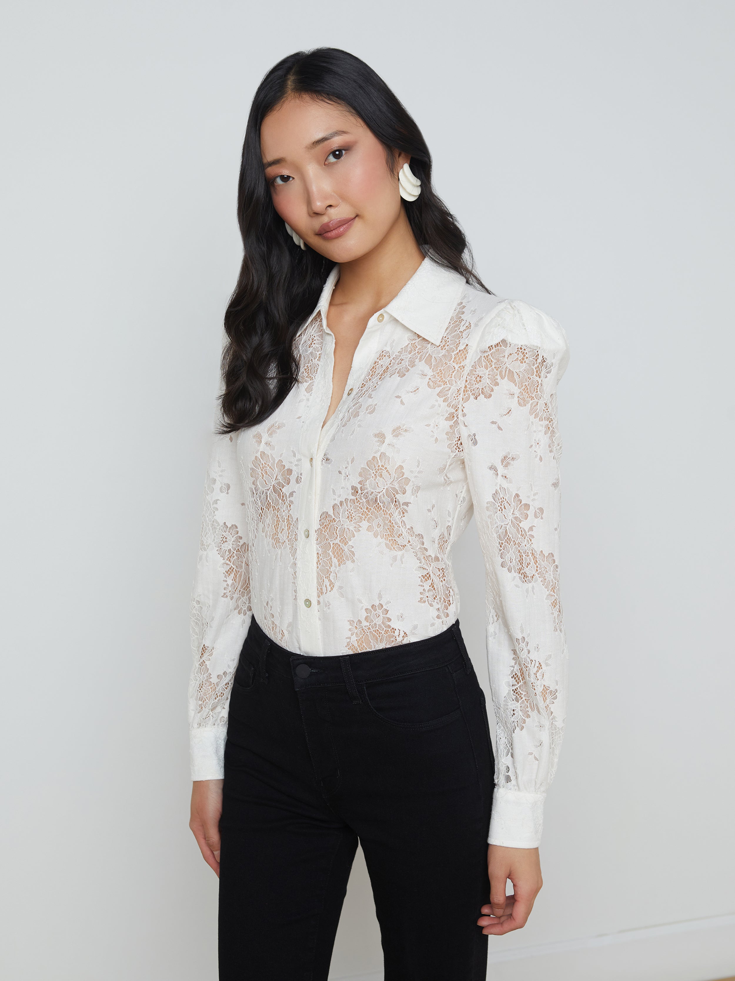 Jenica Lace Blouse Top In Ivory