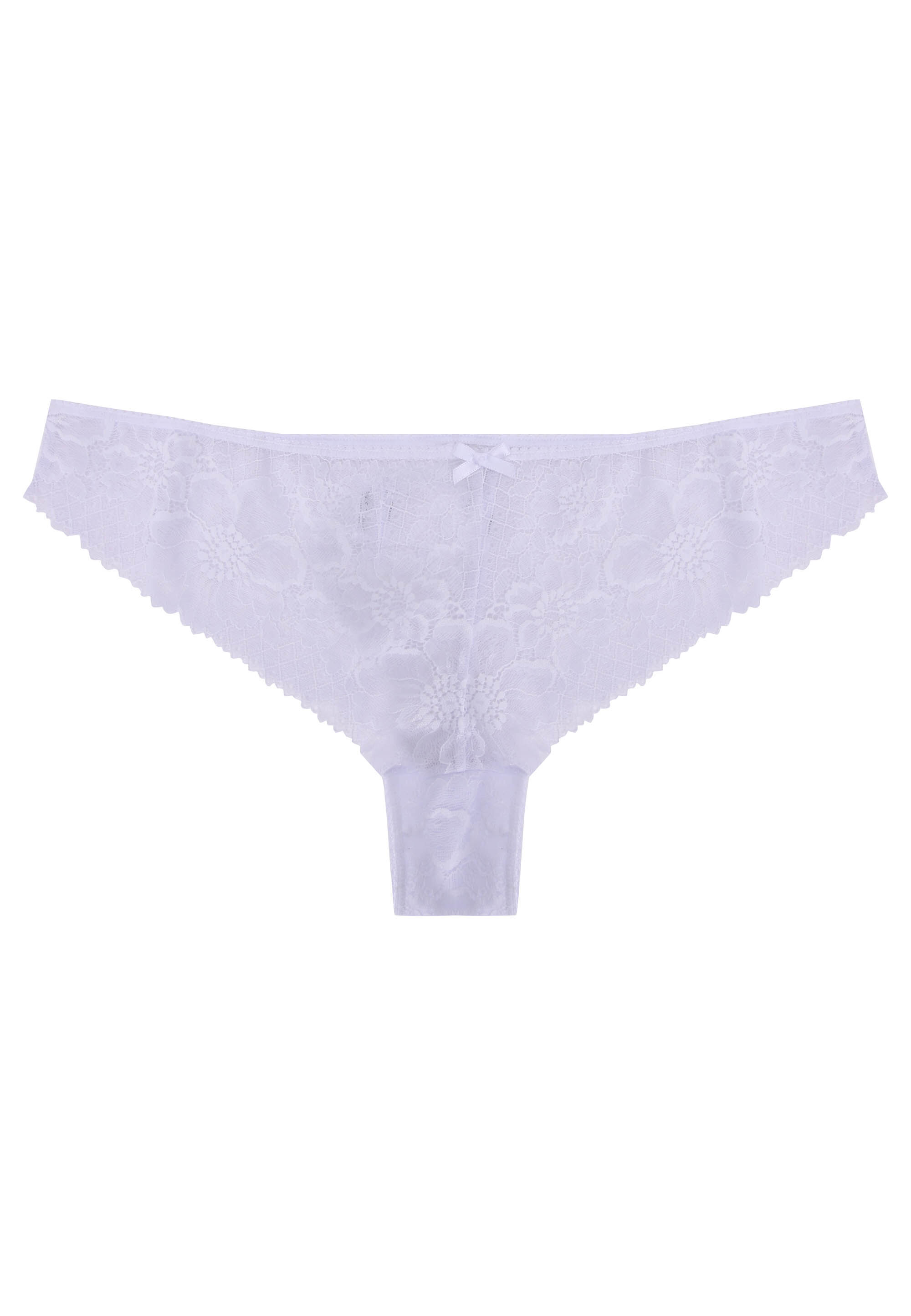 Womens White Floral Lace Brazilian Briefs
