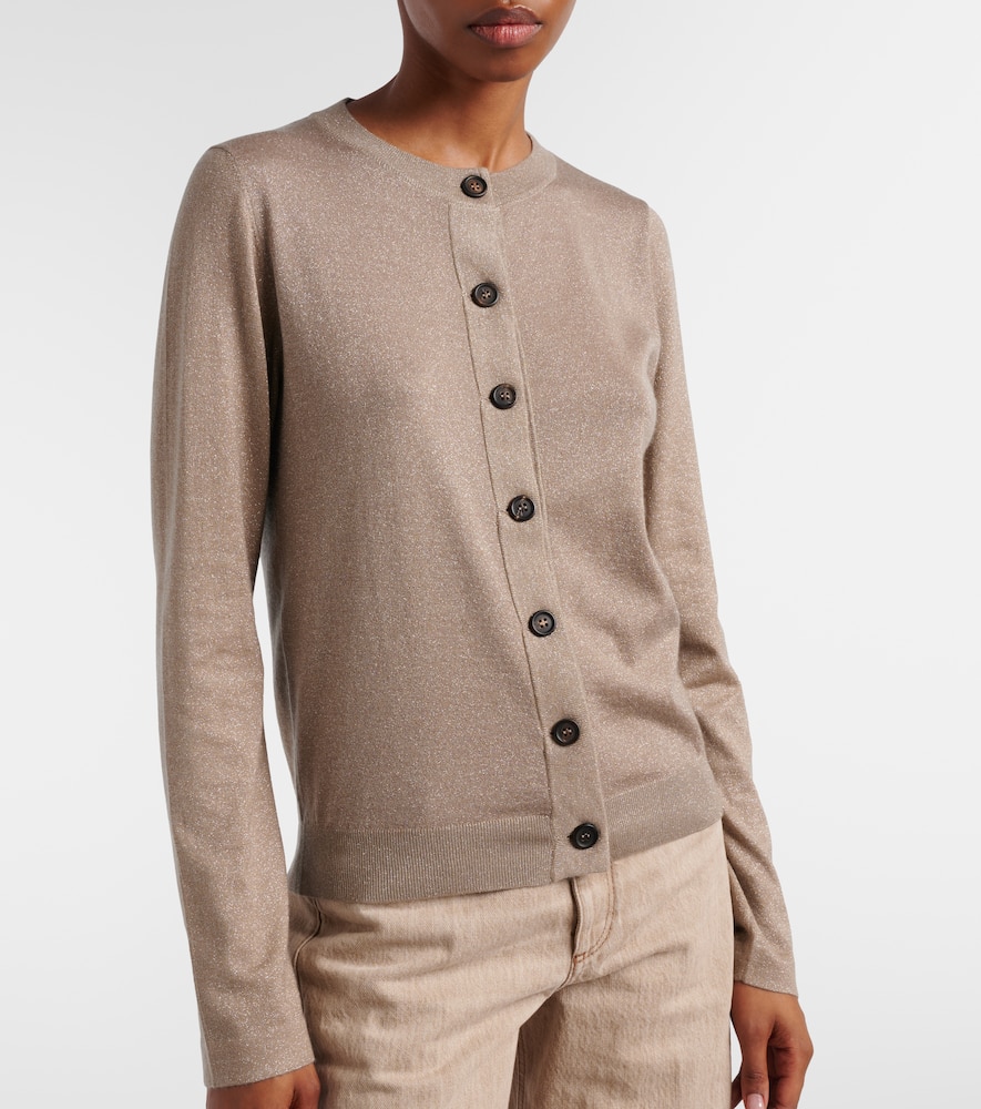 Cashmere-blend lamé cardigan
