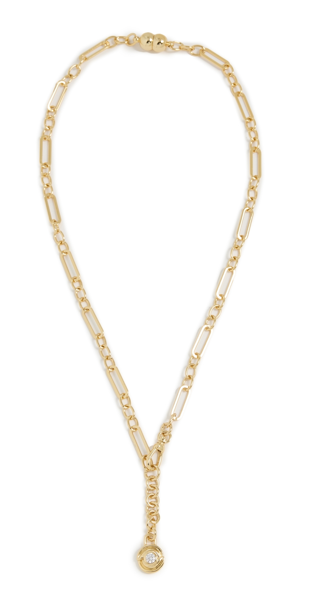 Luv Aj Wave Bezel Lariat Necklace Gold One Size