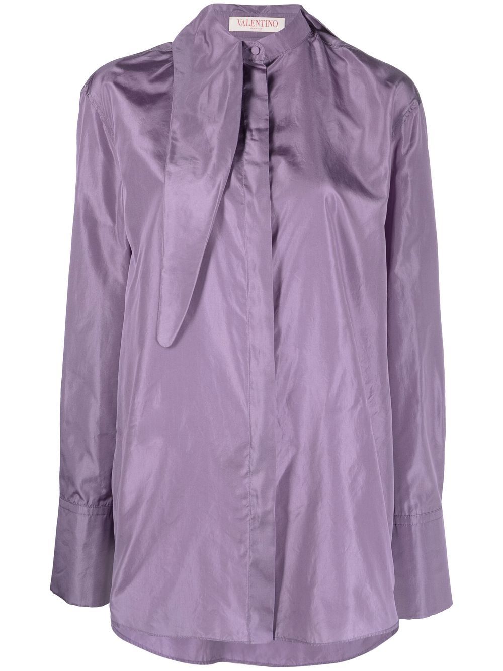 Valentino Garavani tied-neck silk shirt - Purple