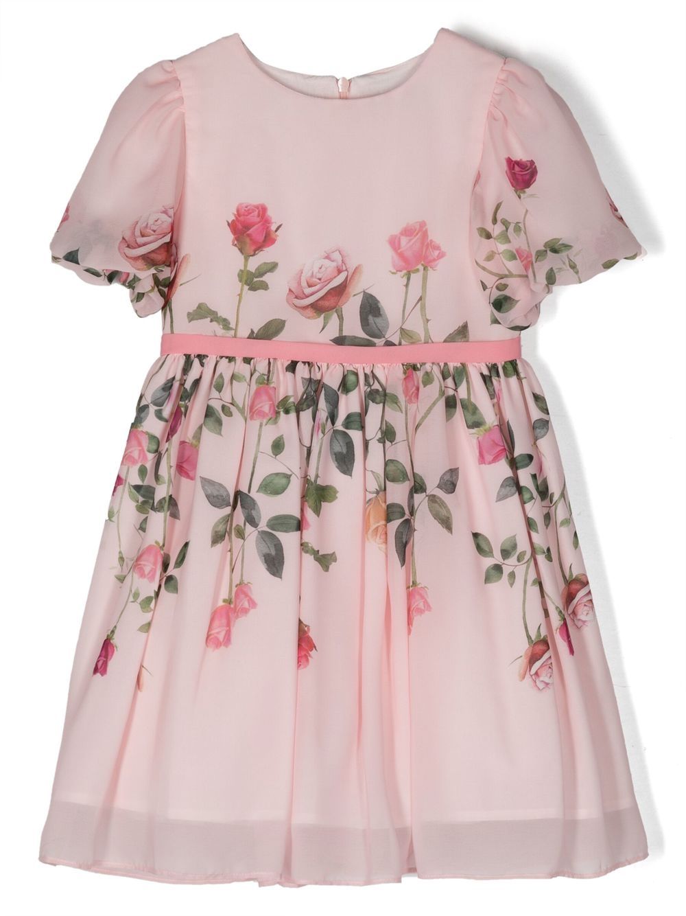 Rosebud-print short-sleeve dress - Pink