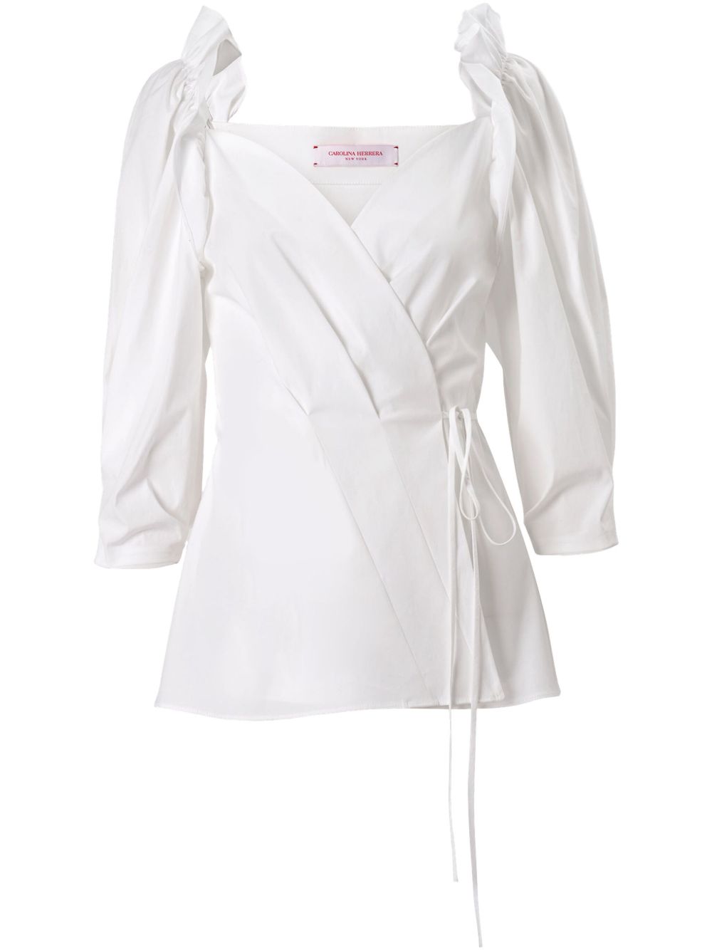 Carolina Herrera bishop-sleeve tied-waist top - White