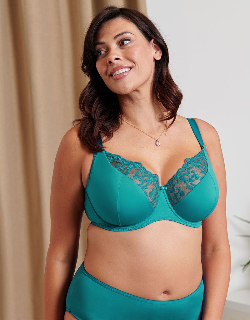 Flirtelle Swirl Balcony Bra Embroidered Underwired Lingerie In Tea