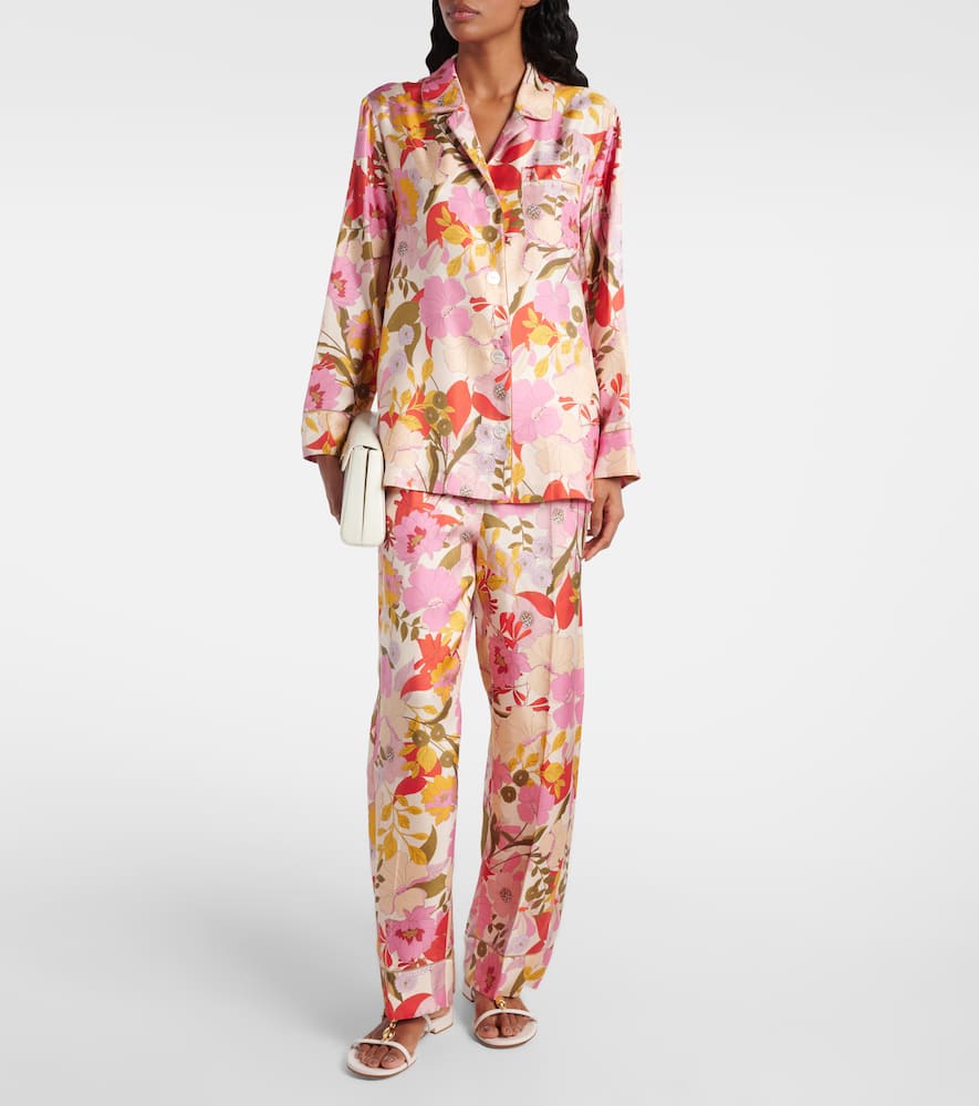Alan floral silk satin shirt