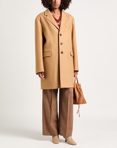 Woman Coat Camel Size 2 Virgin Wool, Polyamide, Elastane