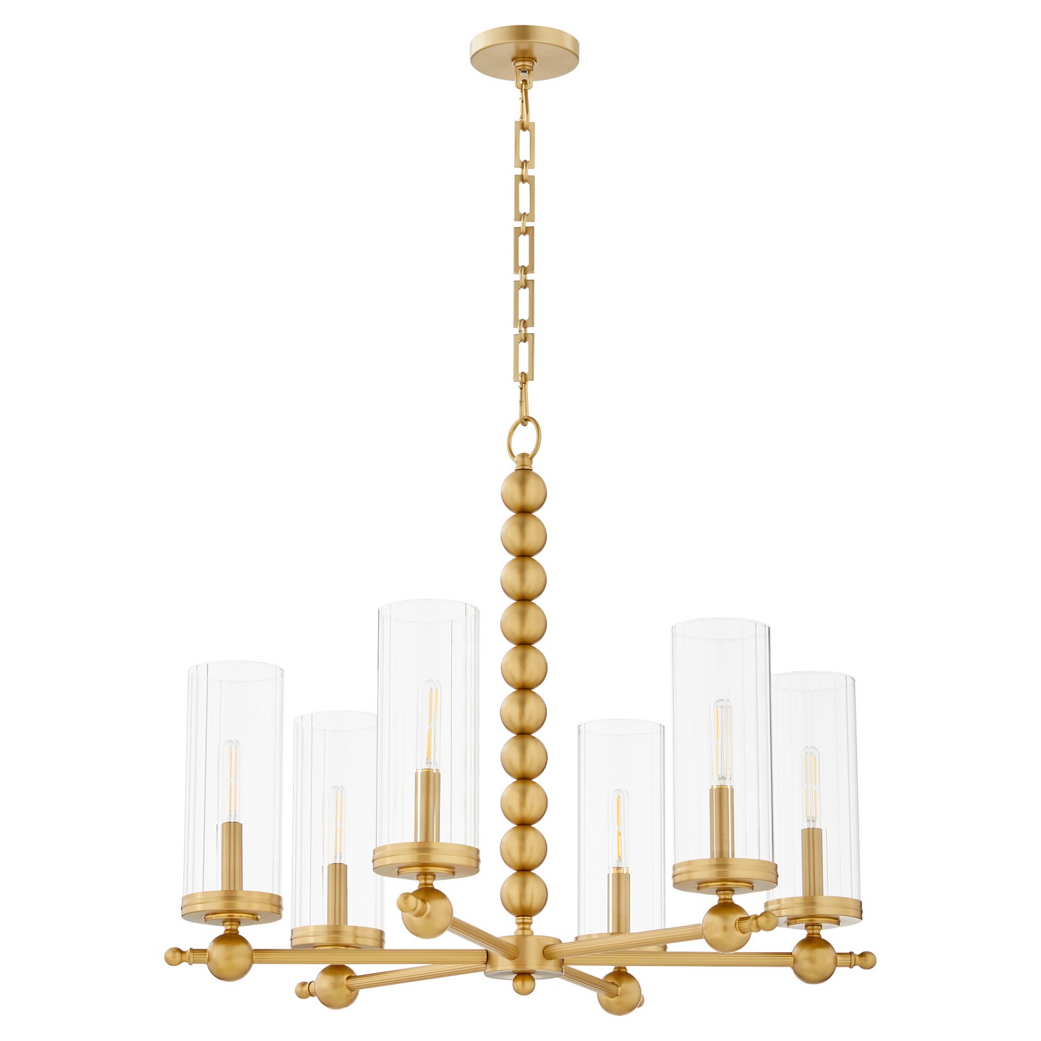 Aged Brass Six Light Chandelier from the Lee Boulevard Collection