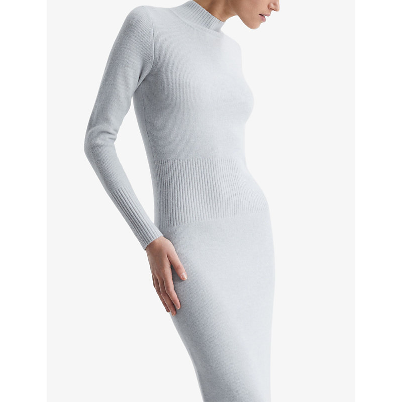 Womens Grey Mara Ribbed Stretch-knit Midi Dress