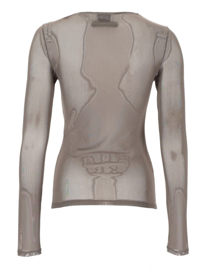 Jean Paul Gaultier - top needles sheer embroidered long sleeve