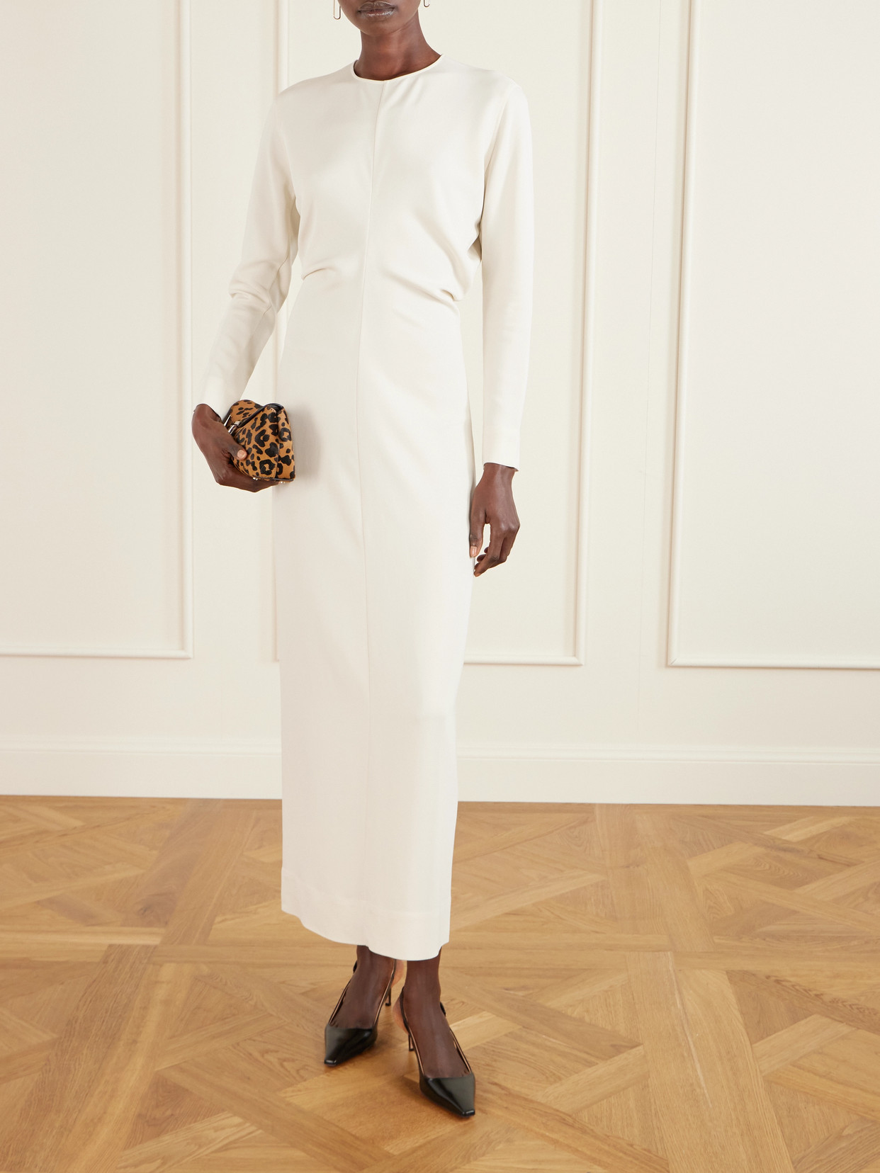 Garderob Gathered Crepe Maxi Dress - White