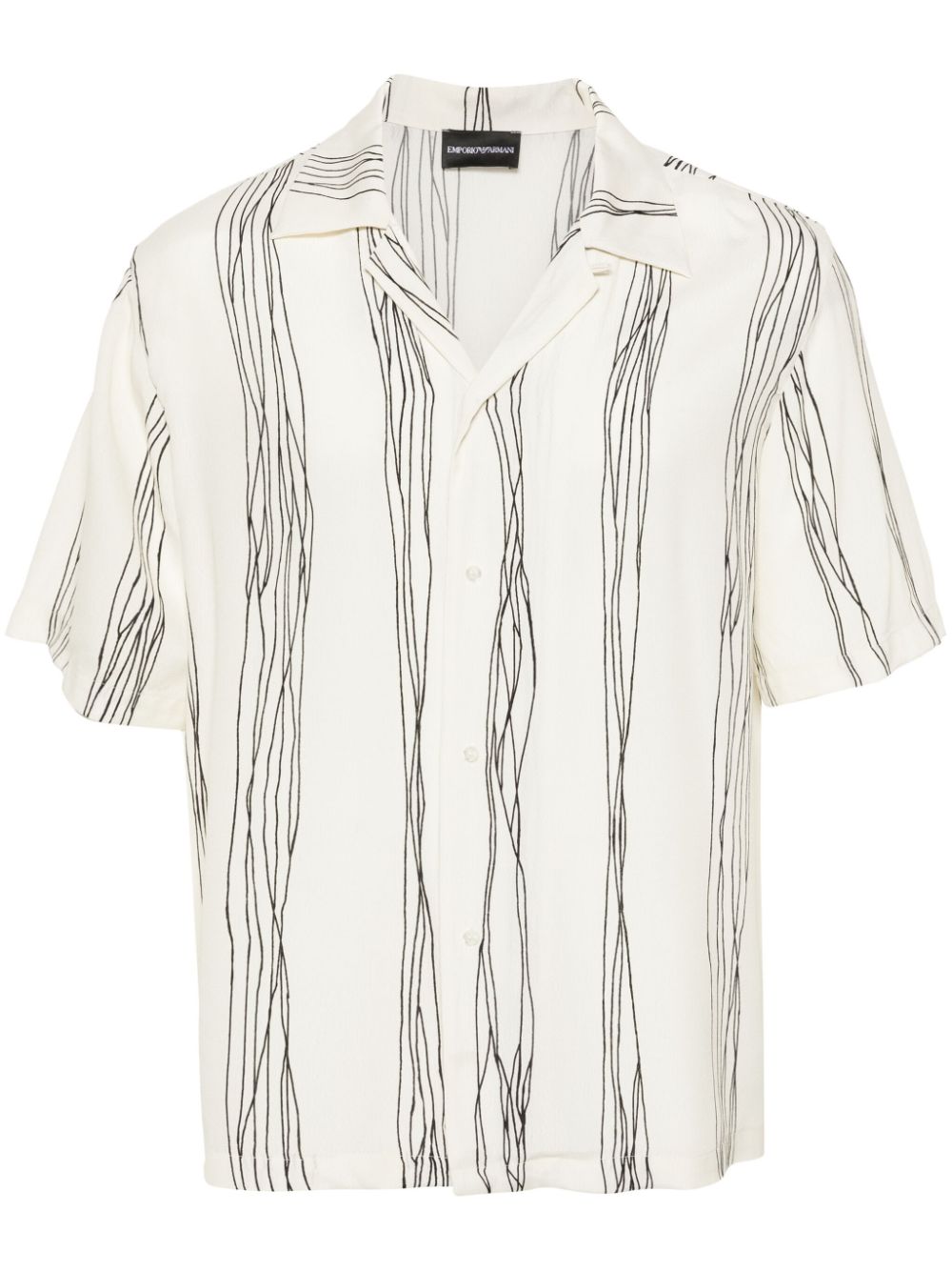 Abstract-print camp-collar shirt - White