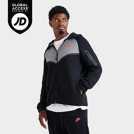 Men's Tech Fleece Windrunner Full-Zip Jacket in Black/Smoke Grey/Bright Crimson