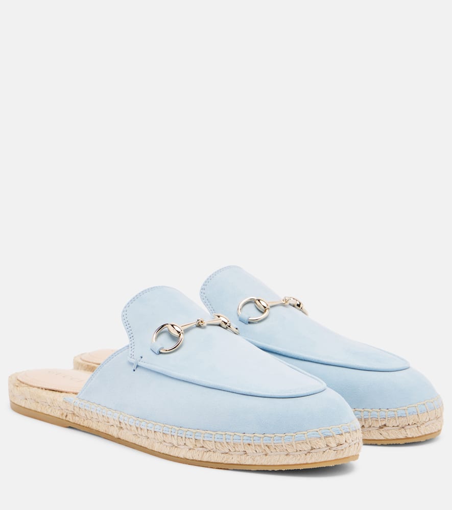 Horsebit suede espadrille mules