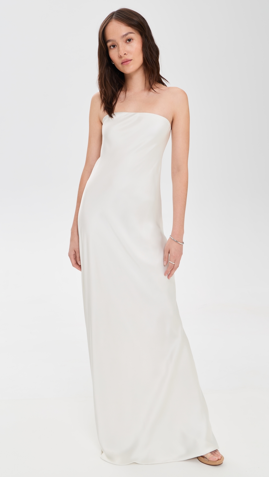 Bias Strapless Gown Porcelain