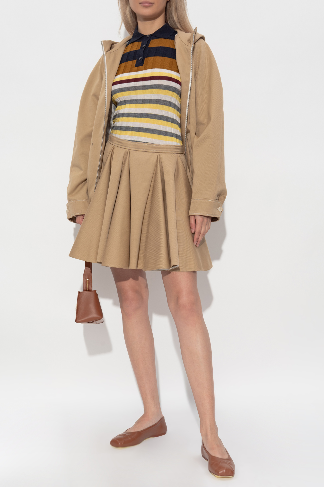 Pleated Skirt, Women's, Beige