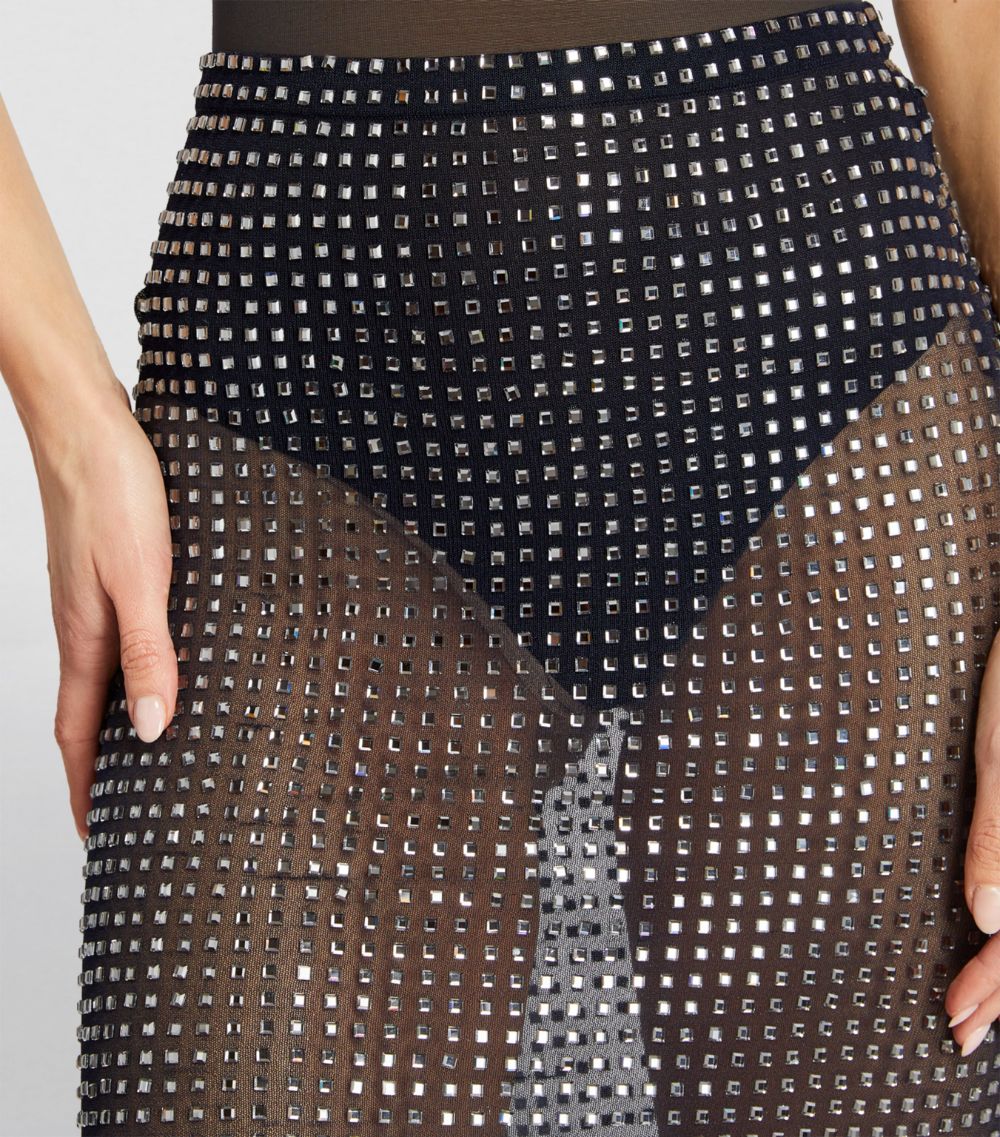 Crystal-Embellished Midi Skirt