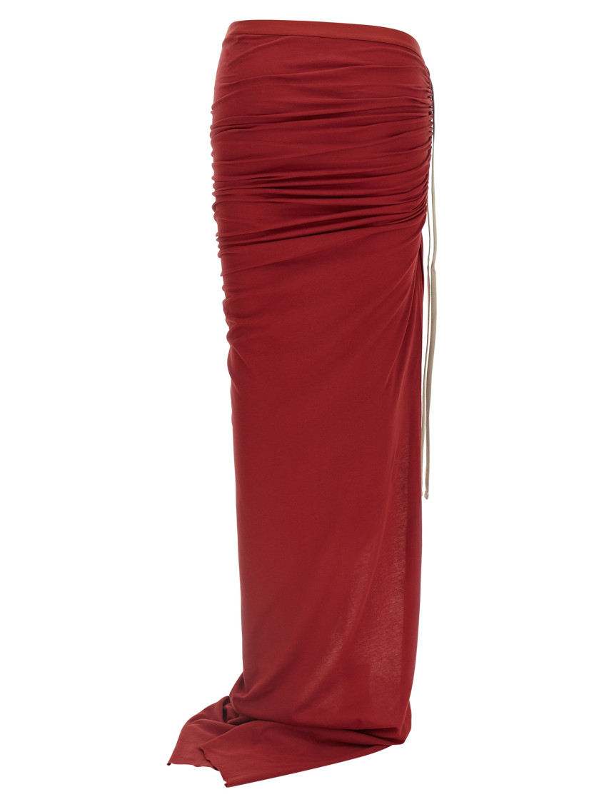 Rick Owens - moncler maxi skirt ruched drawstring slit