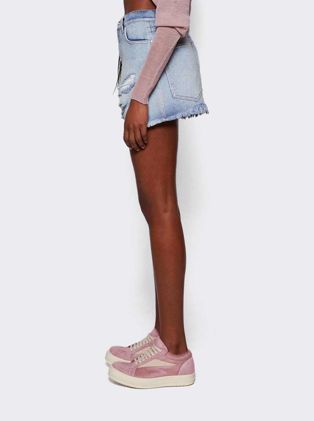 Distressed denim shorts - Blue