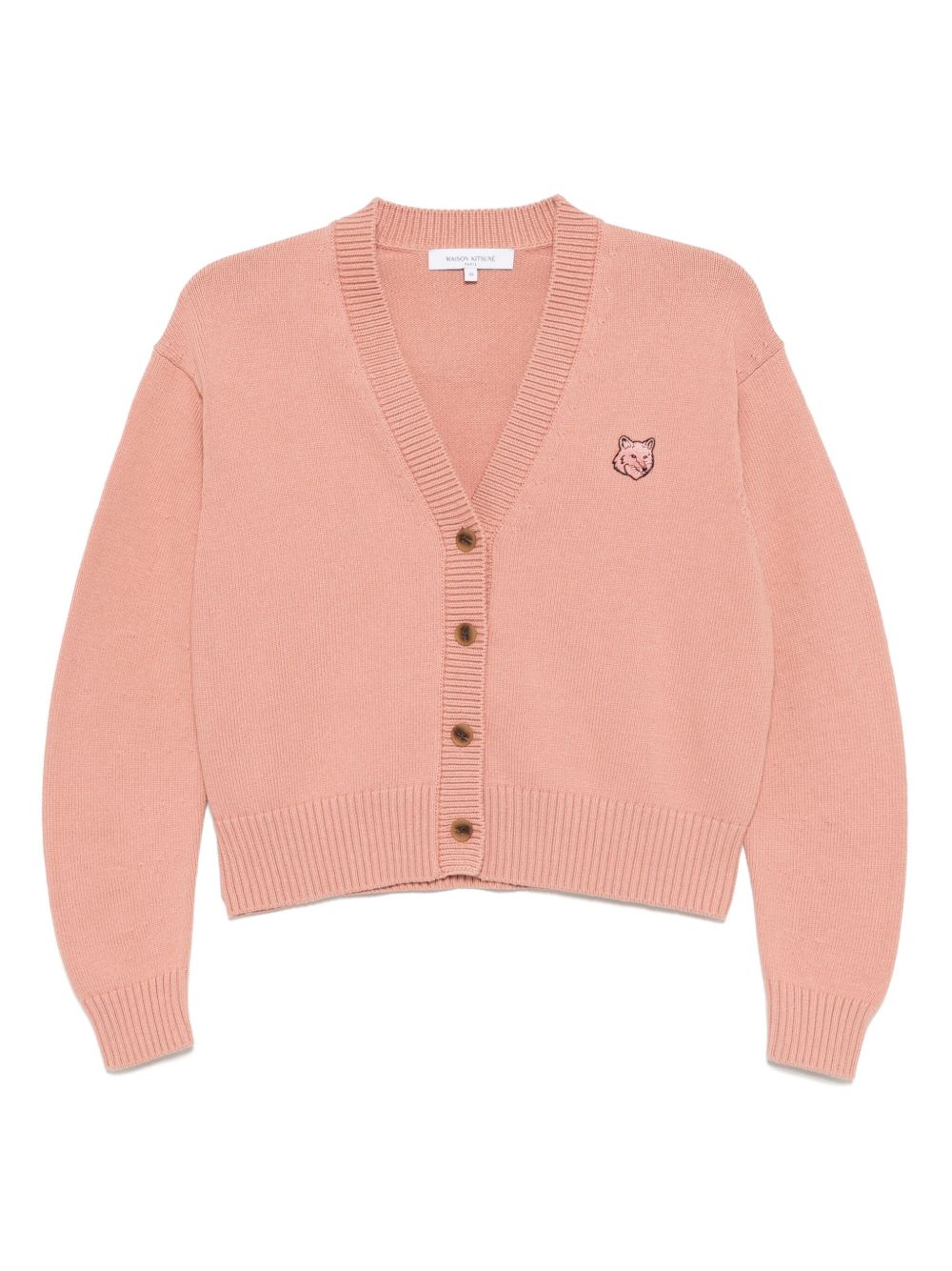 Maison Kitsuné bold fox head-patch cardigan - Pink