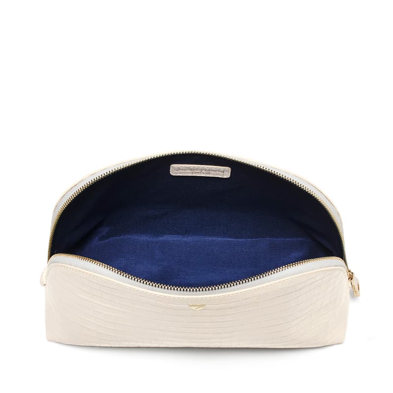 Classic Toiletry Bag in Deep Shine Ivory Small Croc