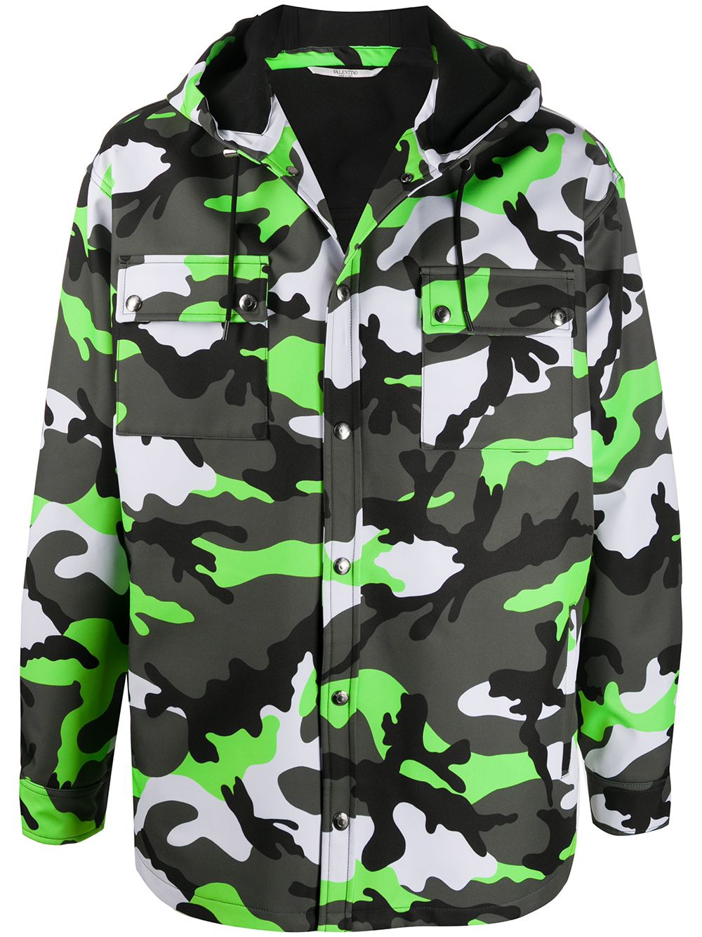 Camouflage print hooded jacket - Green