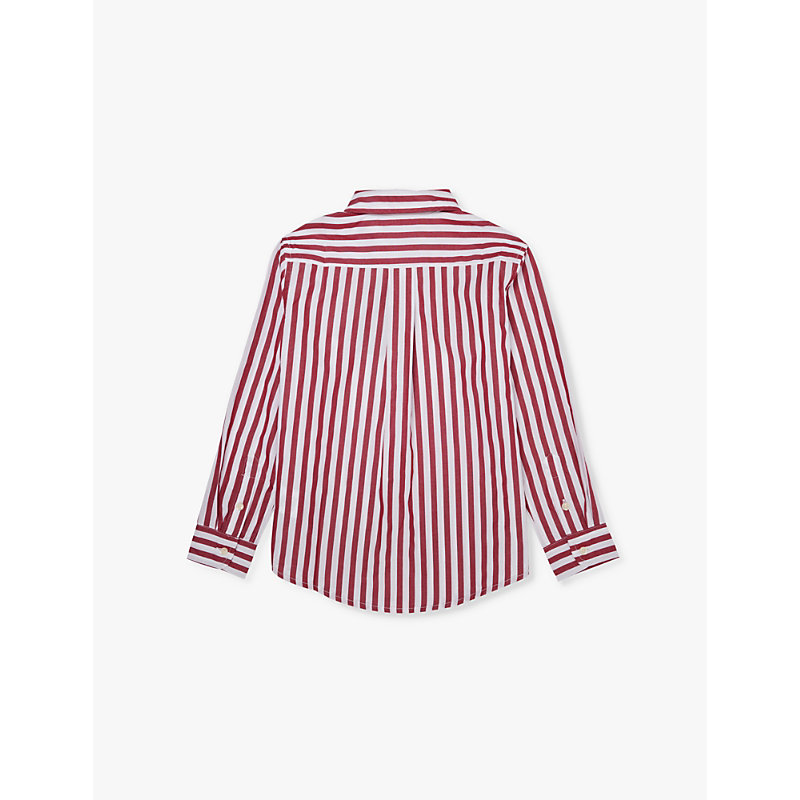 Boys Red Kids Boys' Logo-embroidered Cotton-poplin Shirt S