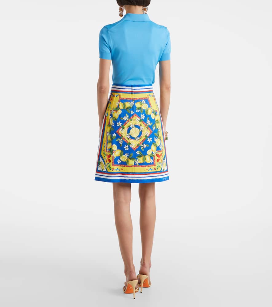 Printed cotton-blend miniskirt