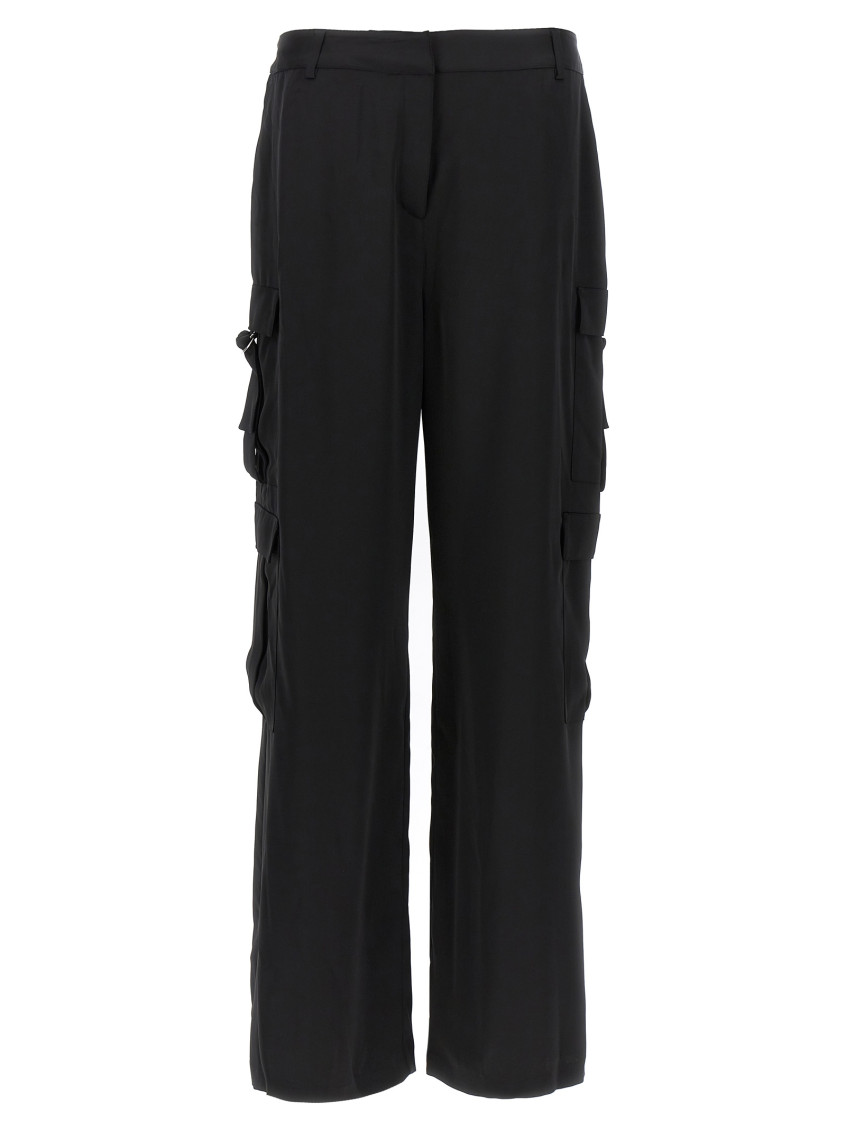 Satin-finish cargo trousers - Black