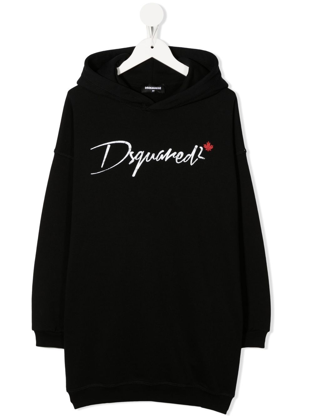 Logo-print hooded dress - Black