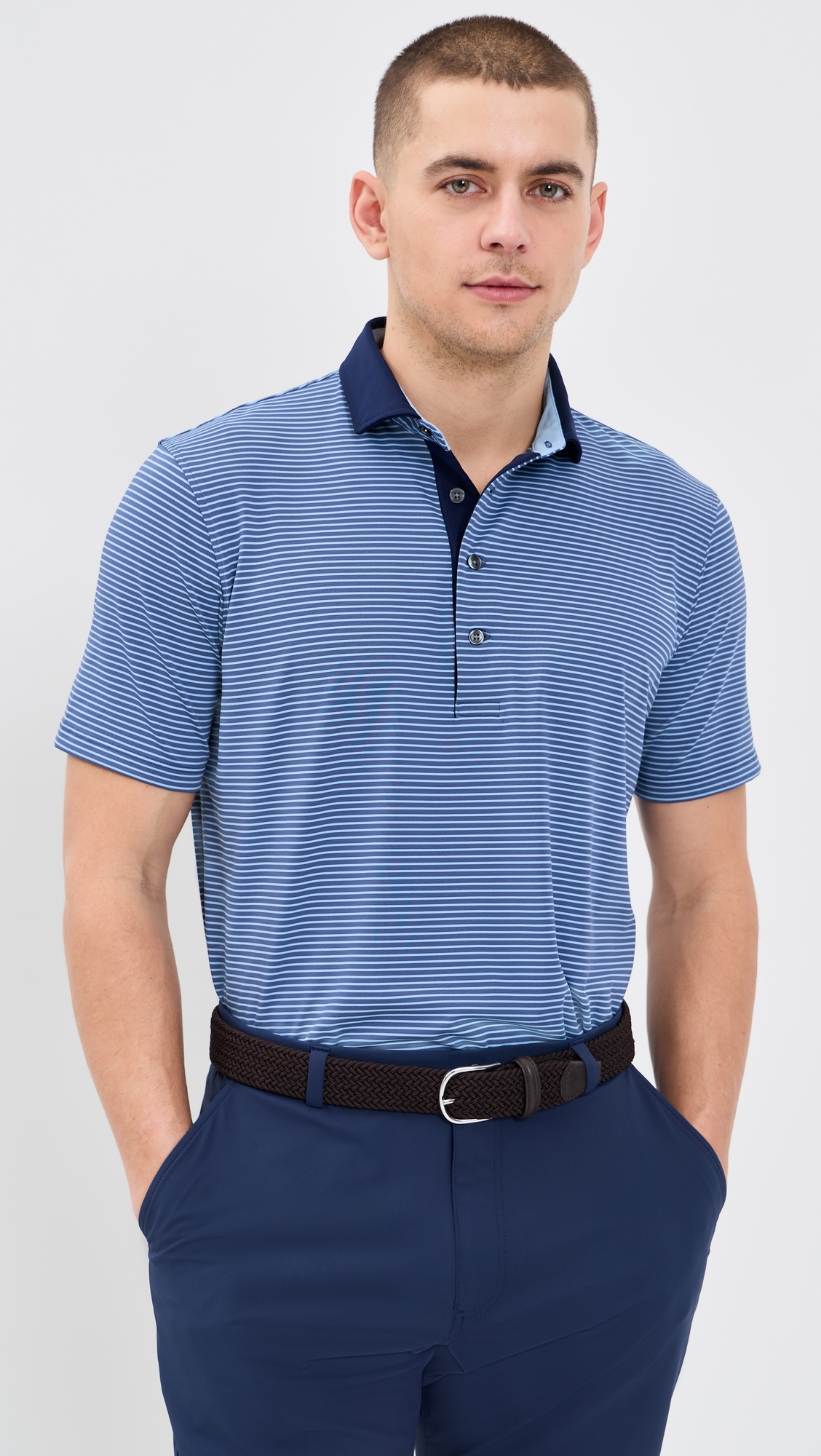 Aurora Striped Polo Falcon/Wolf Blue