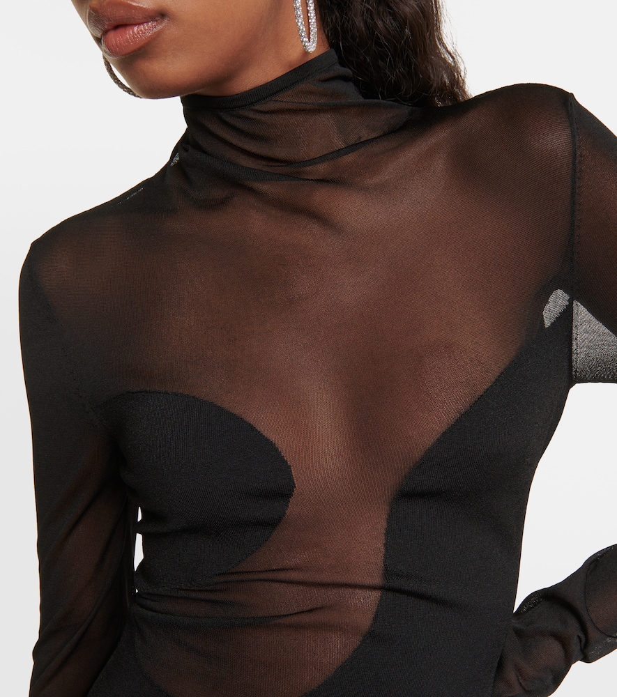 Mesh and jersey minidress