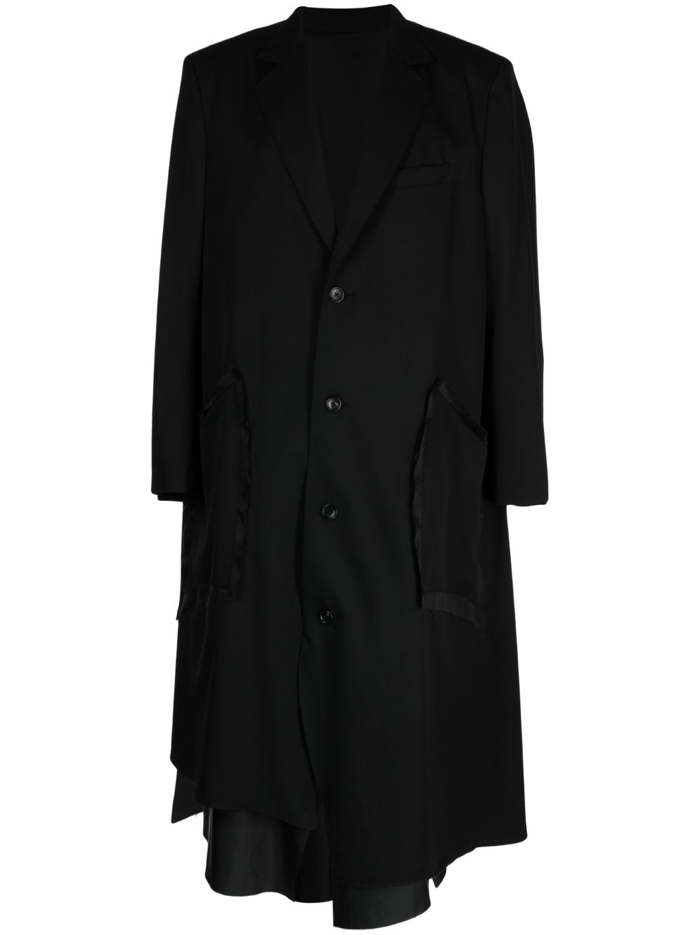 Asymmetric single-breasted wool coat - Black