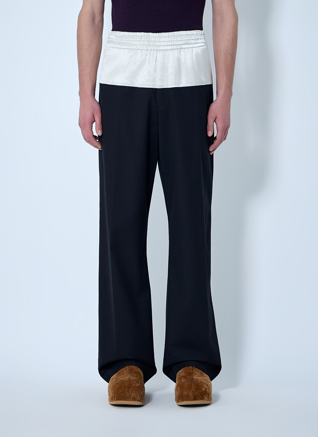 Drawstring Wide-leg Trousers - Man Pants Black Eu