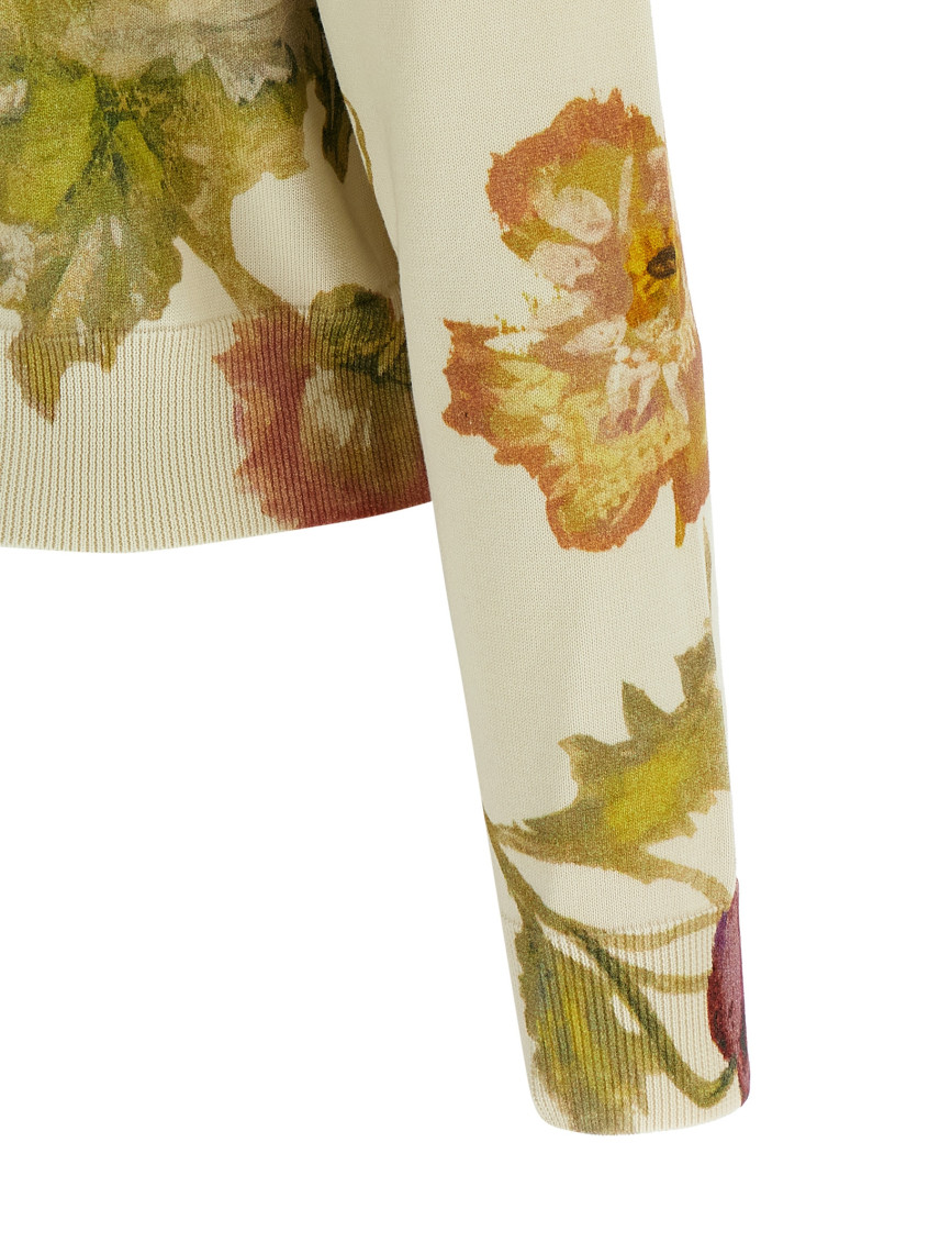 Floral Print Cardigan Sweaters And Cardigans White