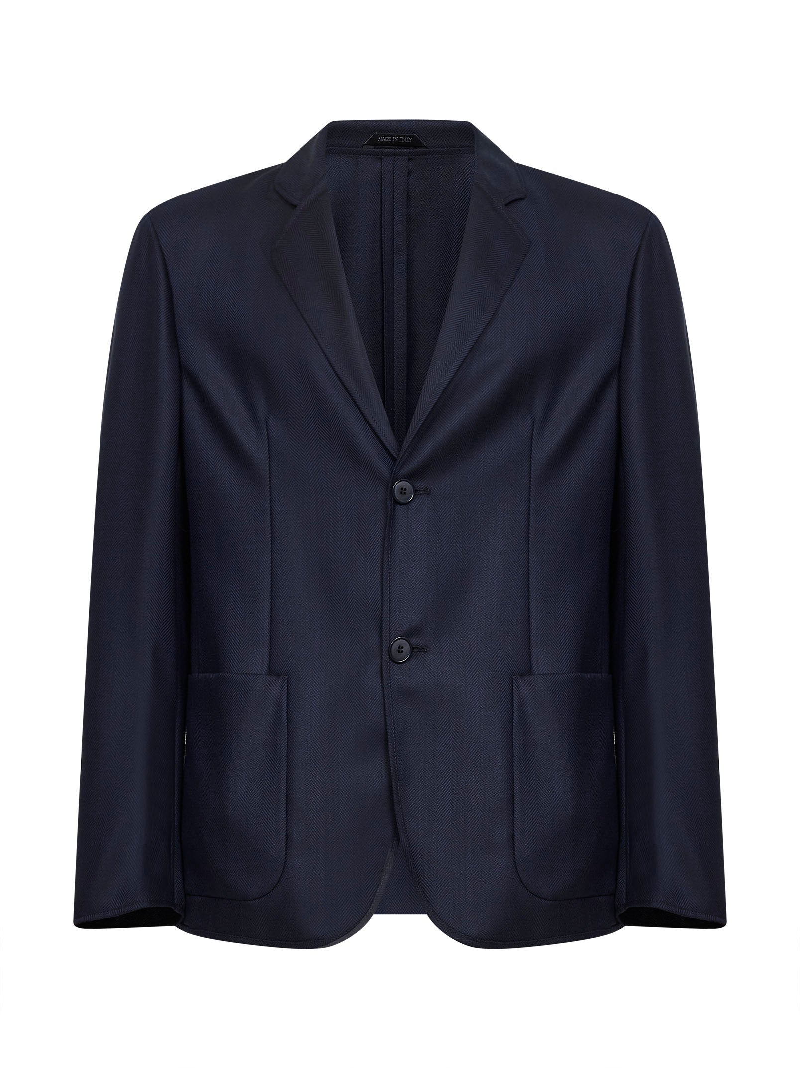 Chevron Wool-Cashmere Blend Jacket — Navy