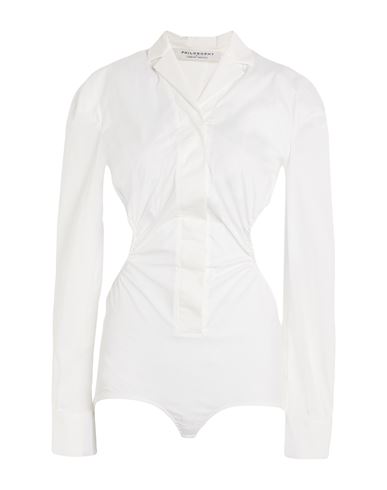 Woman Bodysuit White Size 8 Polyester, Polyamide, Elastane