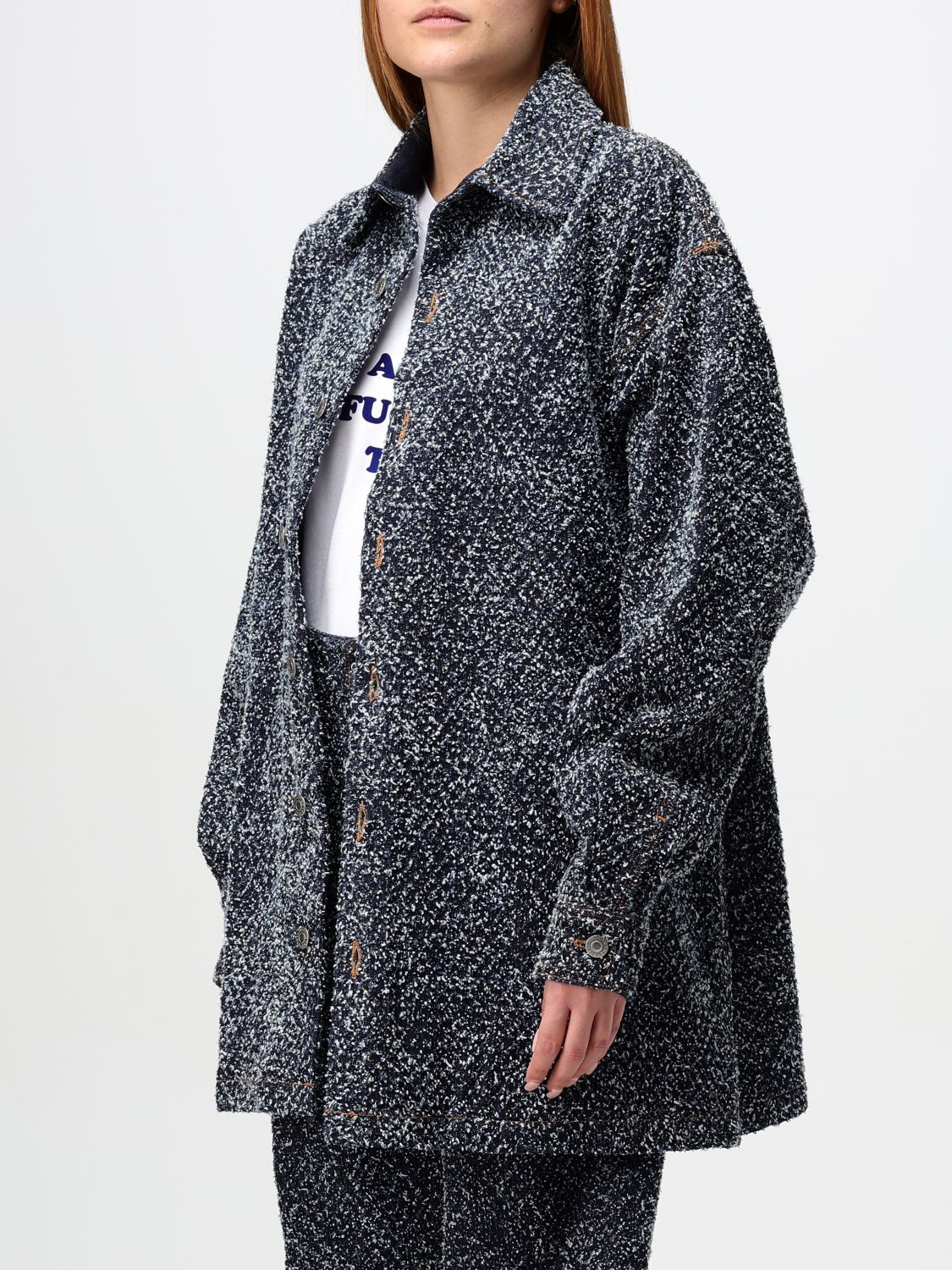 Bouclé-construction oversized coat - Blue