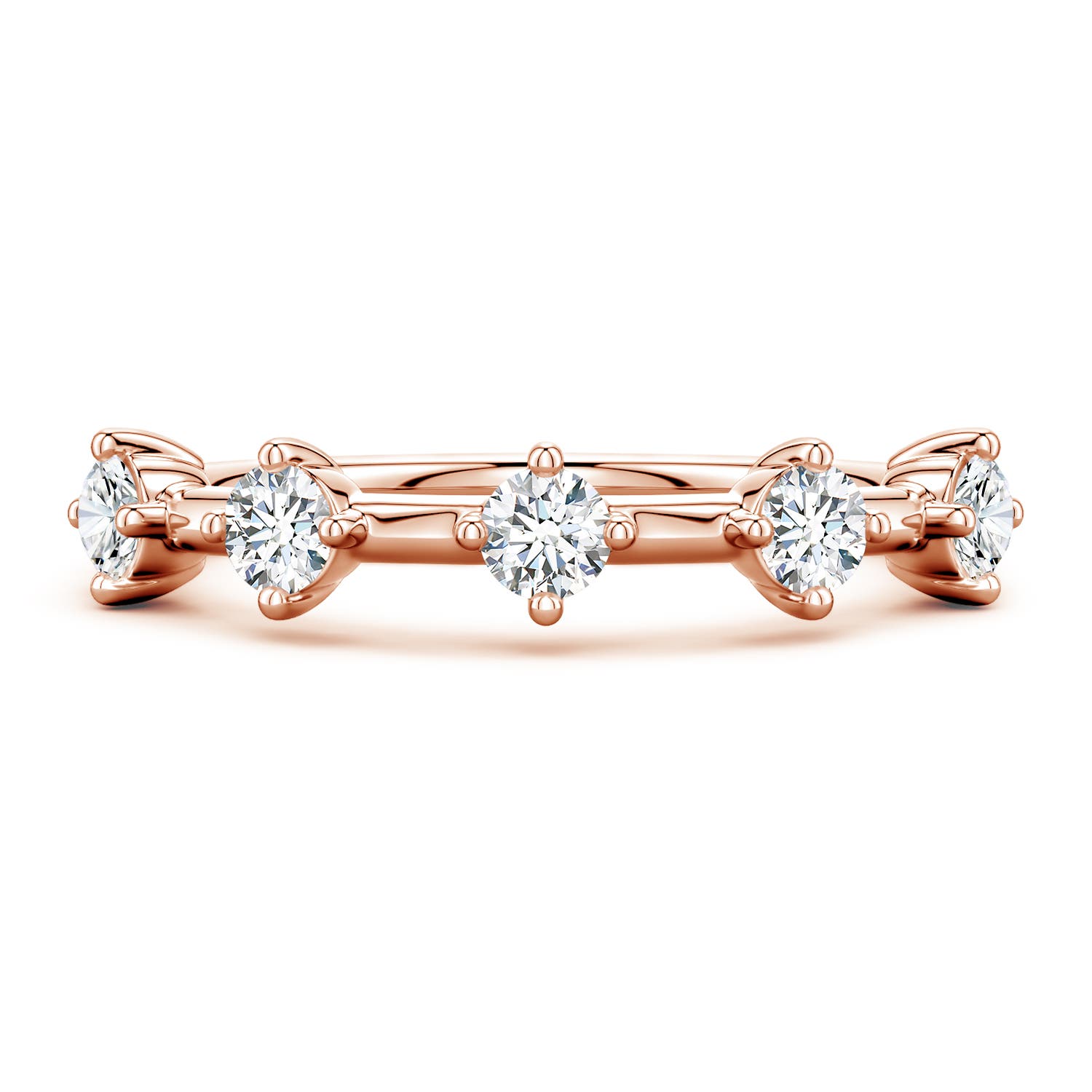 Angara 0.53 CTW Round Lab-Grown Diamond Five-Stone Station Ring in 18K Rose Gold
