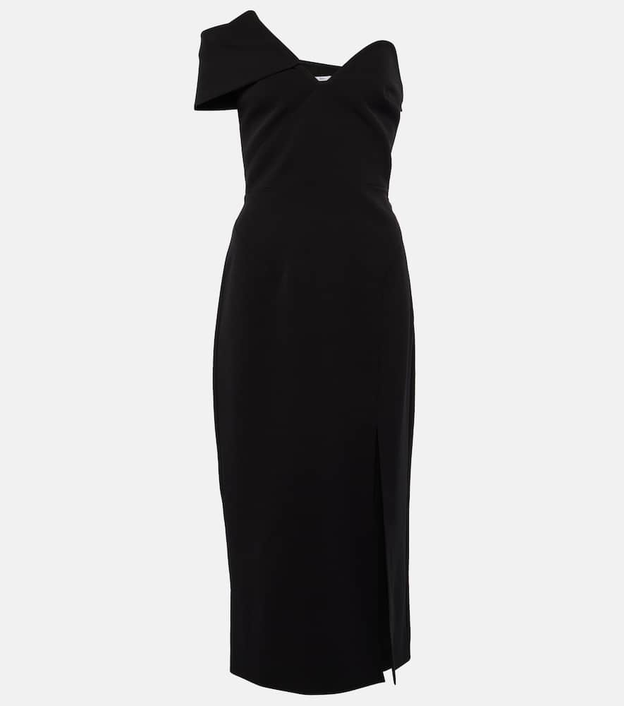 Asymmetric crêpe midi dress