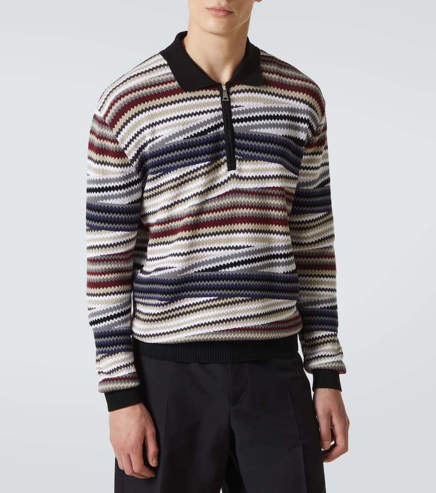 Zigzag cotton polo sweater