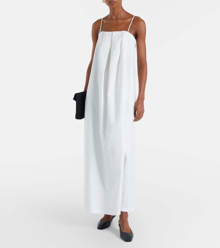Solid Voluminous draped cotton maxi dress