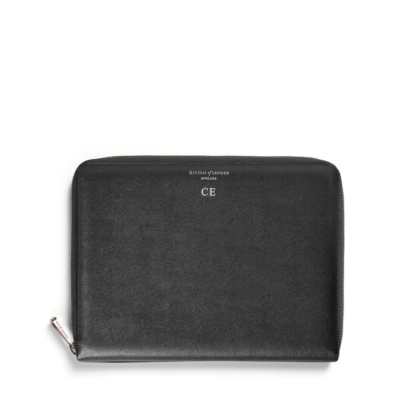 A4 Executive Zipped Padfolio in Black Saffiano
