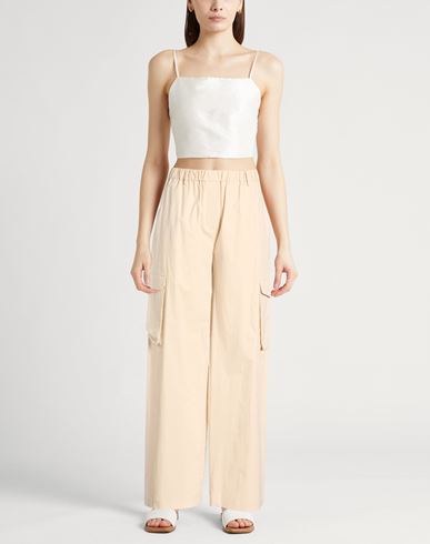 Woman Pants Beige Size 4 Cotton, Elastane