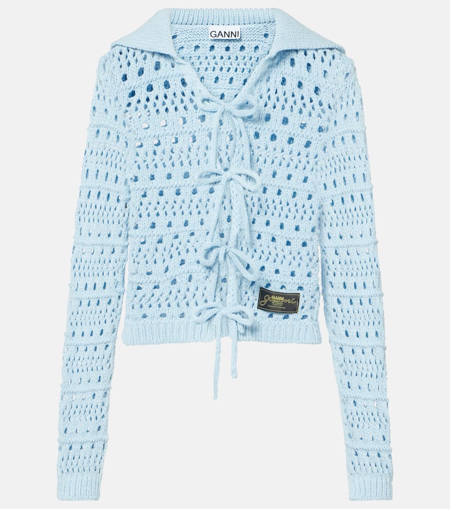 Open-knit cotton-blend cardigan