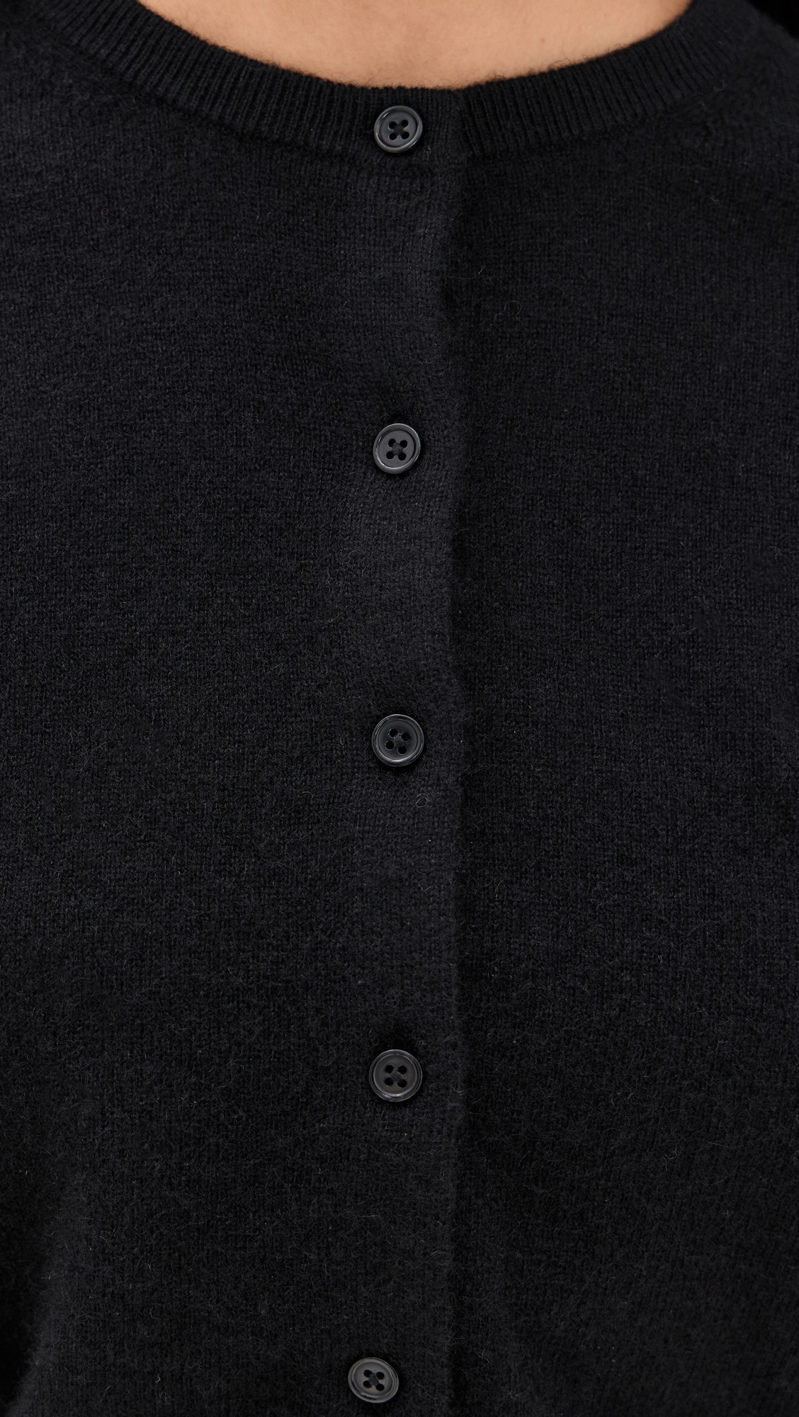 Cashmere Crew Neck Cardigan Black