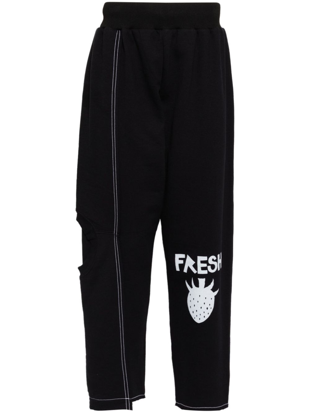 Graphic-print pants - Black